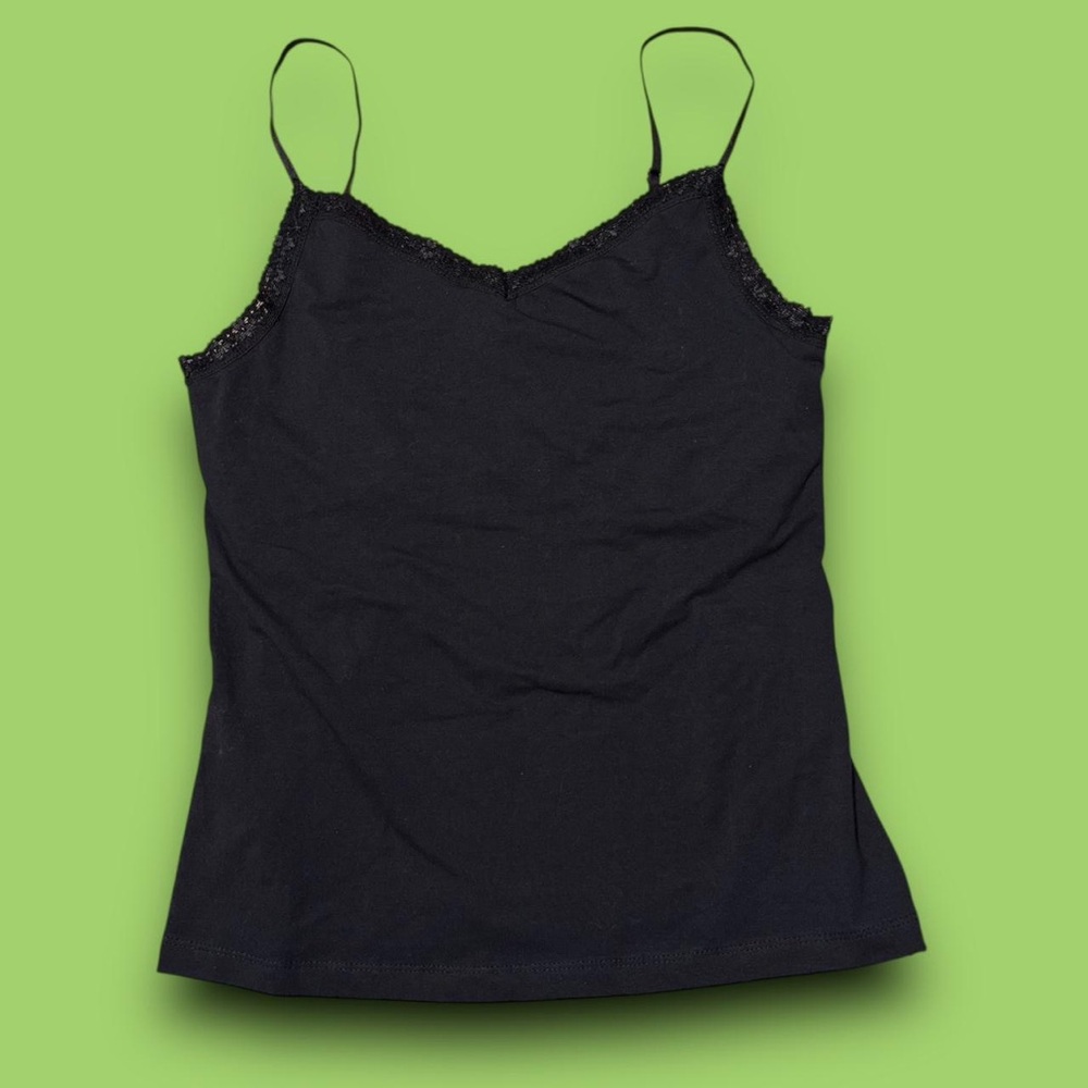 Y2K Esprit Black Cami Tank Top Size M Downtown Girl Fairygrunge Built in Bra